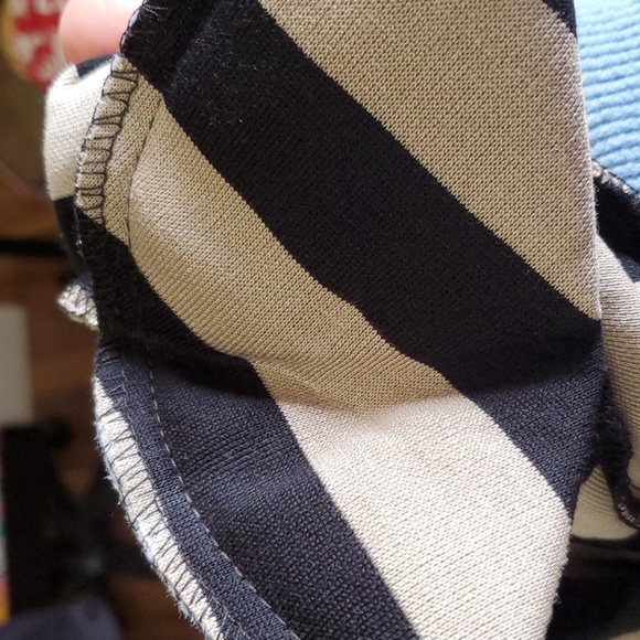 Cricket Lane  Expresso vintage  Shoulder pads tan & black stripe top Large NWT - Picture 10 of 12